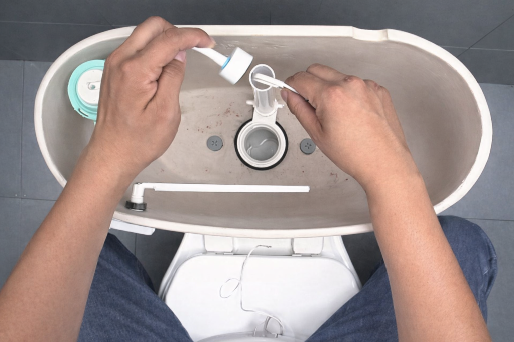 Fix #2: Replace or reseat the flapper (the #1 cause of “ghost refills”)