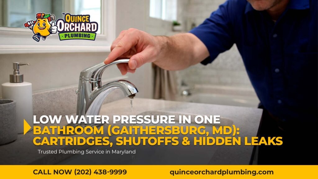 Low Water Pressure in One Bathroom (Gaithersburg, MD): Cartridges, Shutoffs & Hidden Leaks